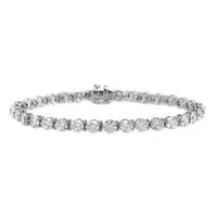 Platinum 3 Prong Round Diamond Tennis Bracelet
