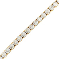 18K Yellow Gold Round Diamond Tennis Bracelet