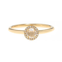 14K Yellow Gold White Topaz and Diamond Halo Ring