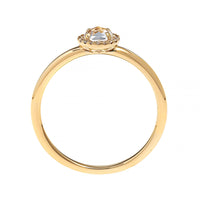 14K Yellow Gold White Topaz and Diamond Halo Ring