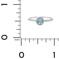 14K White Gold Blue Topaz and Diamond Halo Ring