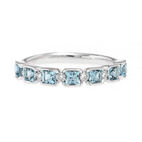 14K White Gold Blue Topaz and Diamond Ring