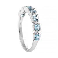 14K White Gold Blue Topaz and Diamond Ring