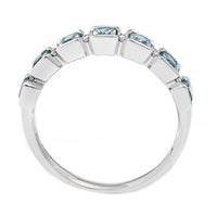 14K White Gold Blue Topaz and Diamond Ring