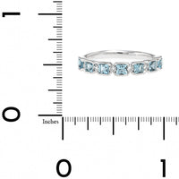 14K White Gold Blue Topaz and Diamond Ring