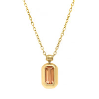 18K Yellow Gold Bezel Set Emerald Cut Imperial Topaz Pendant Necklace