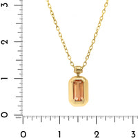18K Yellow Gold Bezel Set Emerald Cut Imperial Topaz Pendant Necklace