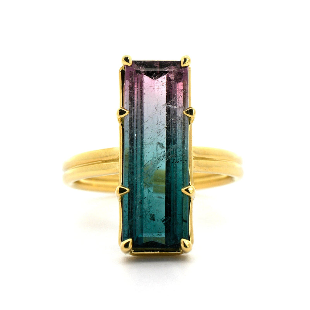 18K Yellow Gold Bi Color Tourmaline Ring
