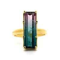 18K Yellow Gold Bi Color Tourmaline Ring
