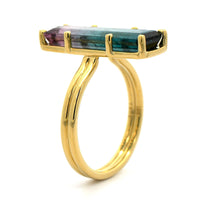 18K Yellow Gold Bi Color Tourmaline Ring