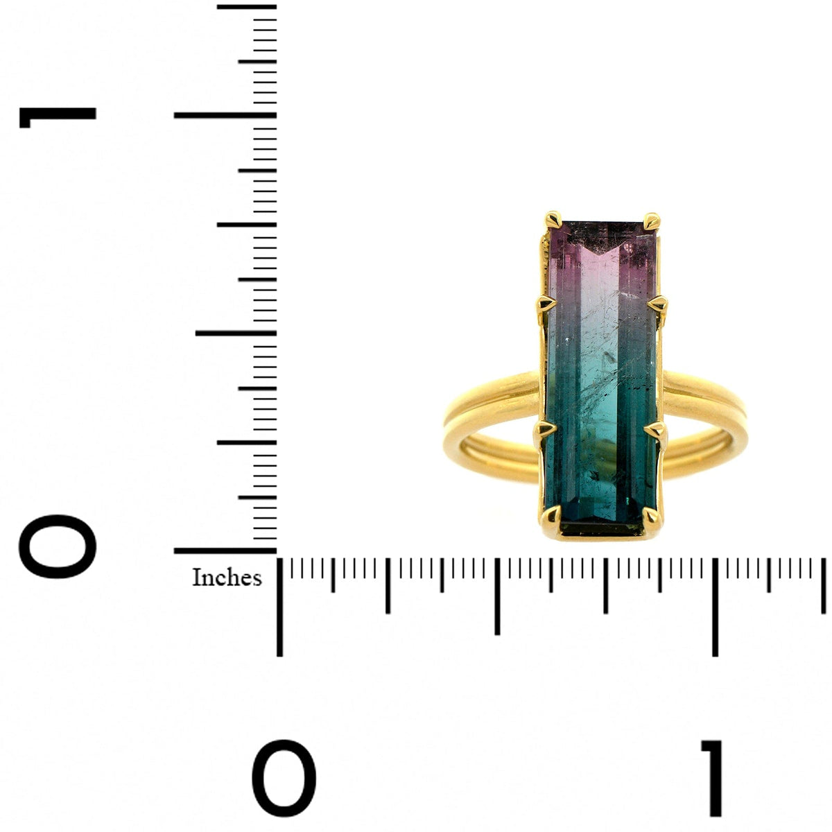 18K Yellow Gold Bi Color Tourmaline Ring