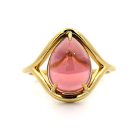18K Yellow Gold Pink Tourmaline 3 Prong Ring
