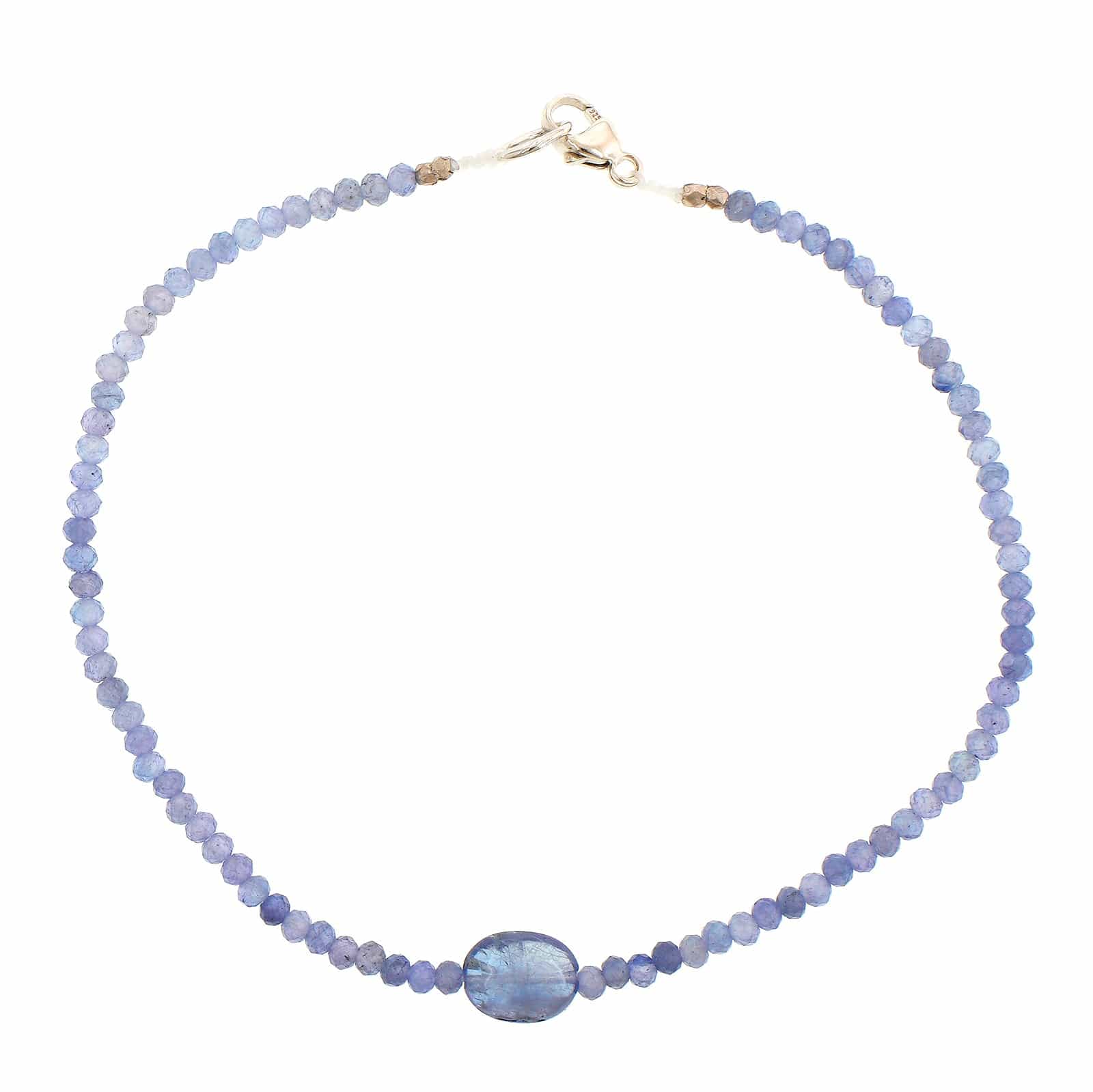 Sterling Silver Tanzanite Beaded Bracelet