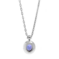 18K White Gold Bezel Set Oval Tanzanite Pendant Necklace