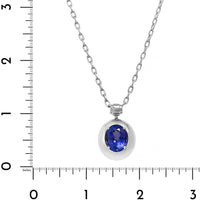 18K White Gold Bezel Set Oval Tanzanite Pendant Necklace