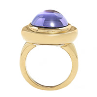 18K Yellow Gold Bezel Set Oval Cabochon Tanzanite Ring
