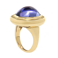 18K Yellow Gold Bezel Set Oval Cabochon Tanzanite Ring