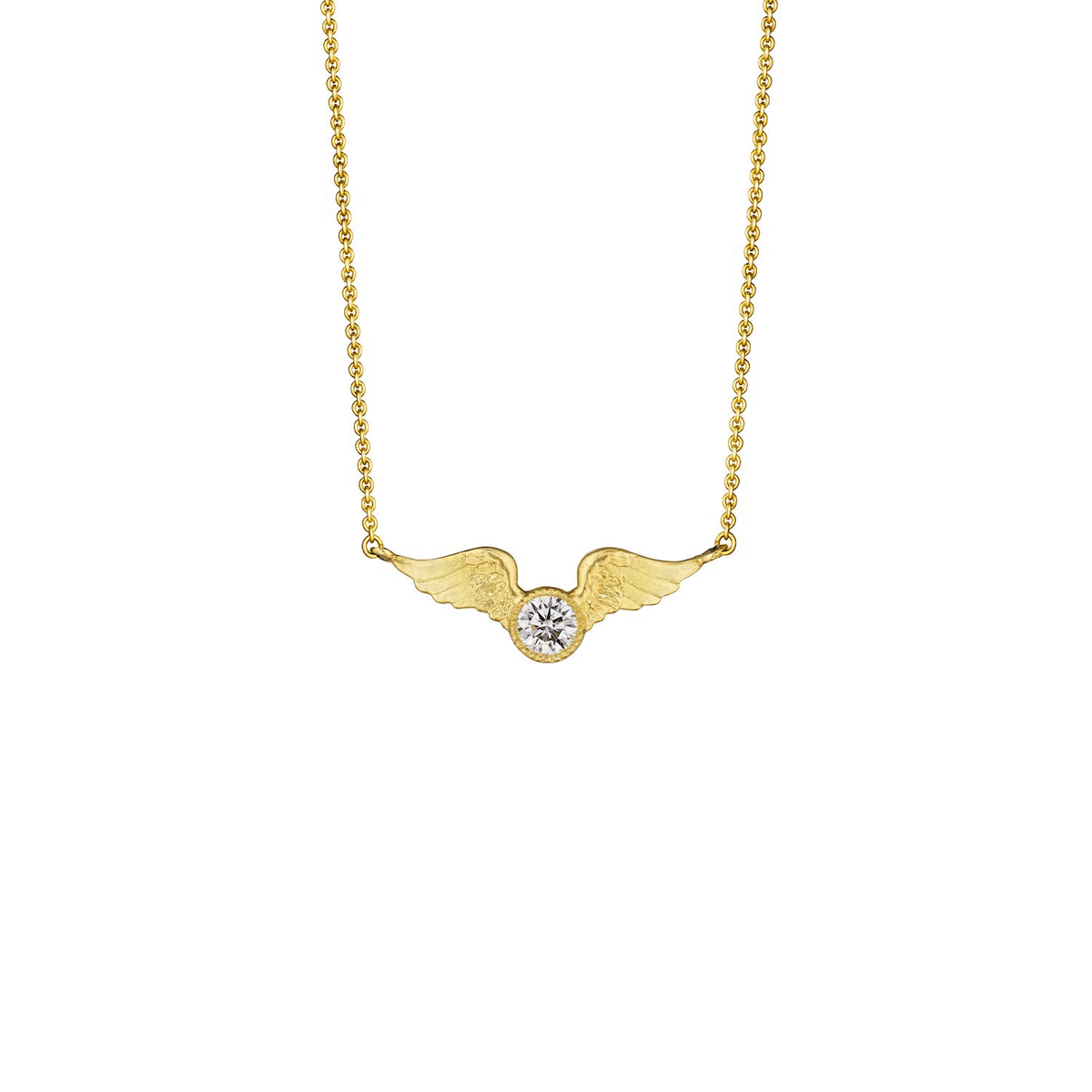 18K Yellow Gold and Diamond Wing Necklace