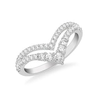 Platinum V Shaped 2 Row Diamond Band