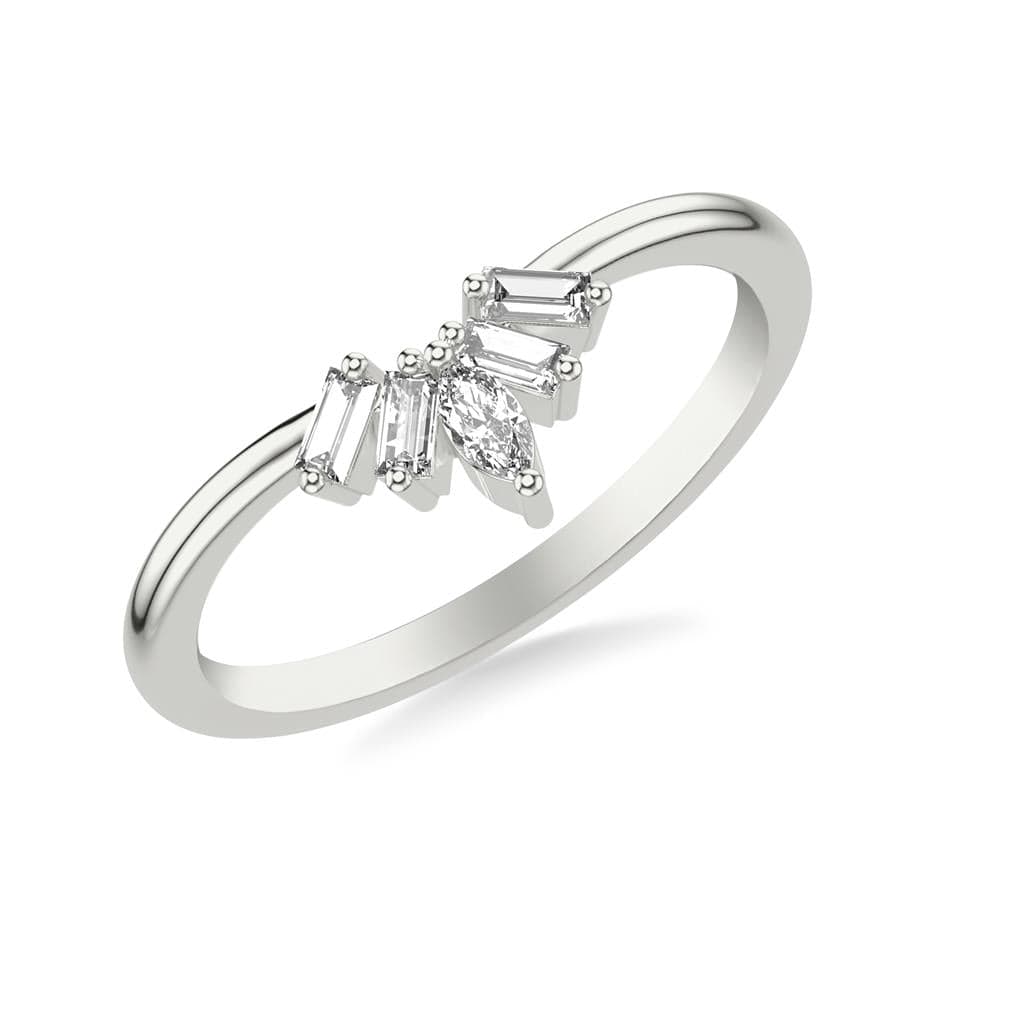 Platinum 5 Stone Curved Diamond Band