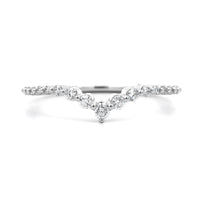 18K White Gold V Shaped Graduating Round Diamond Wedding Ring
