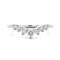 18K White Gold V Shaped 3 Prong Diamond Wedding Ring