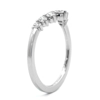 18K White Gold V Shaped 3 Prong Diamond Wedding Ring