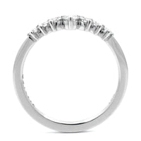 18K White Gold V Shaped 3 Prong Diamond Wedding Ring