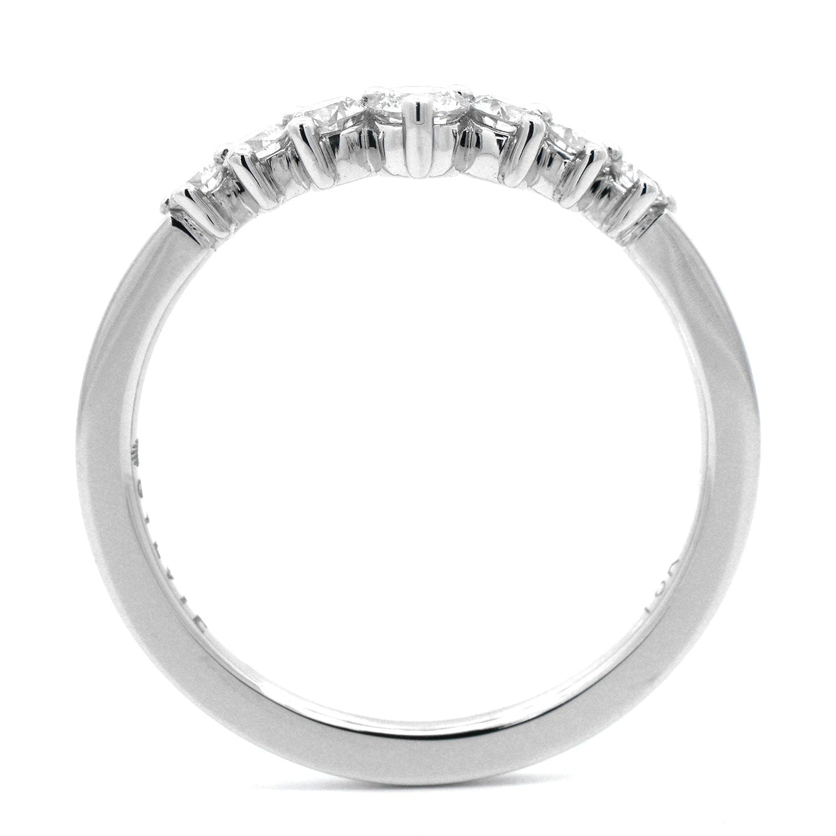 18K White Gold V Shaped 3 Prong Diamond Wedding Ring