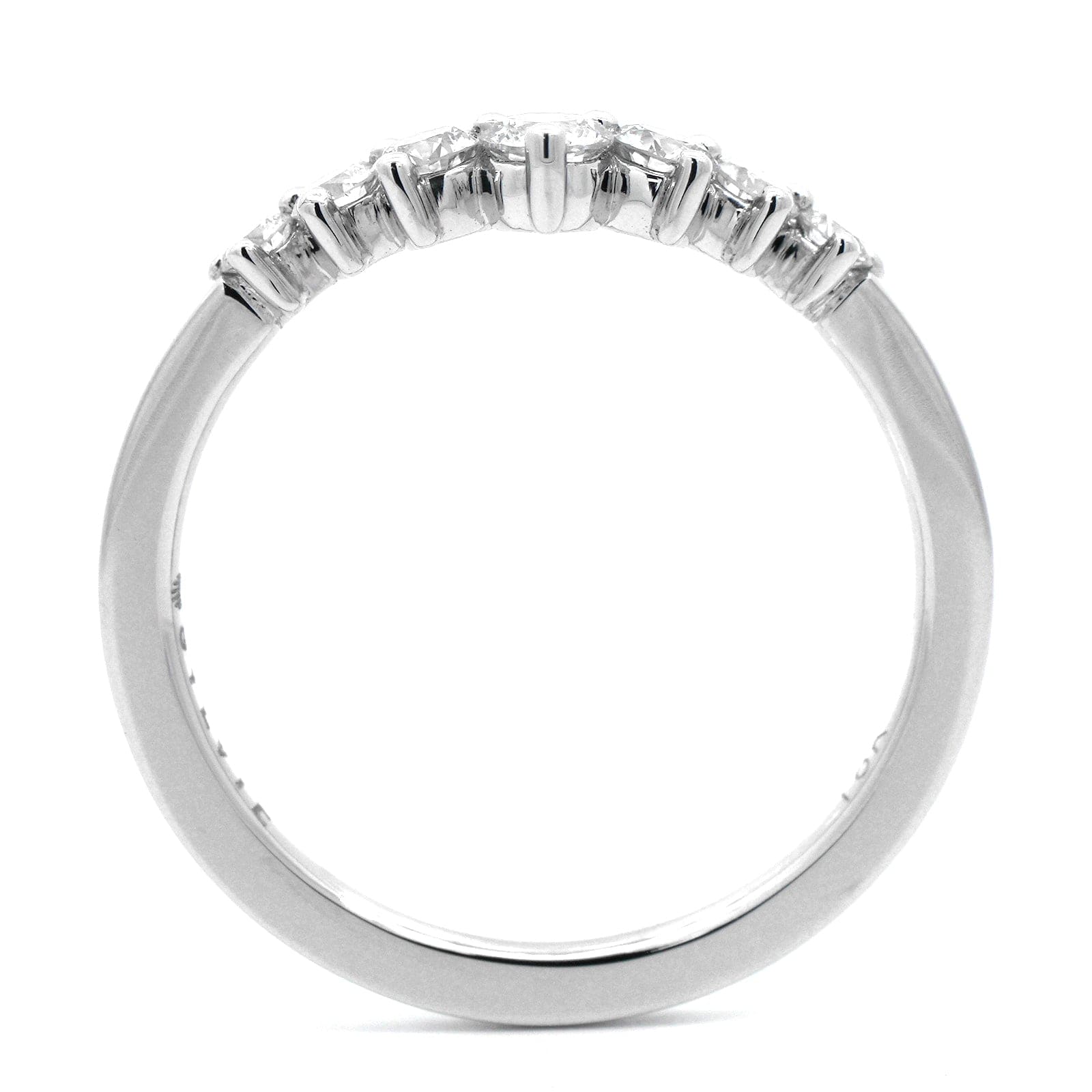 18K White Gold V Shaped 3 Prong Diamond Wedding Ring