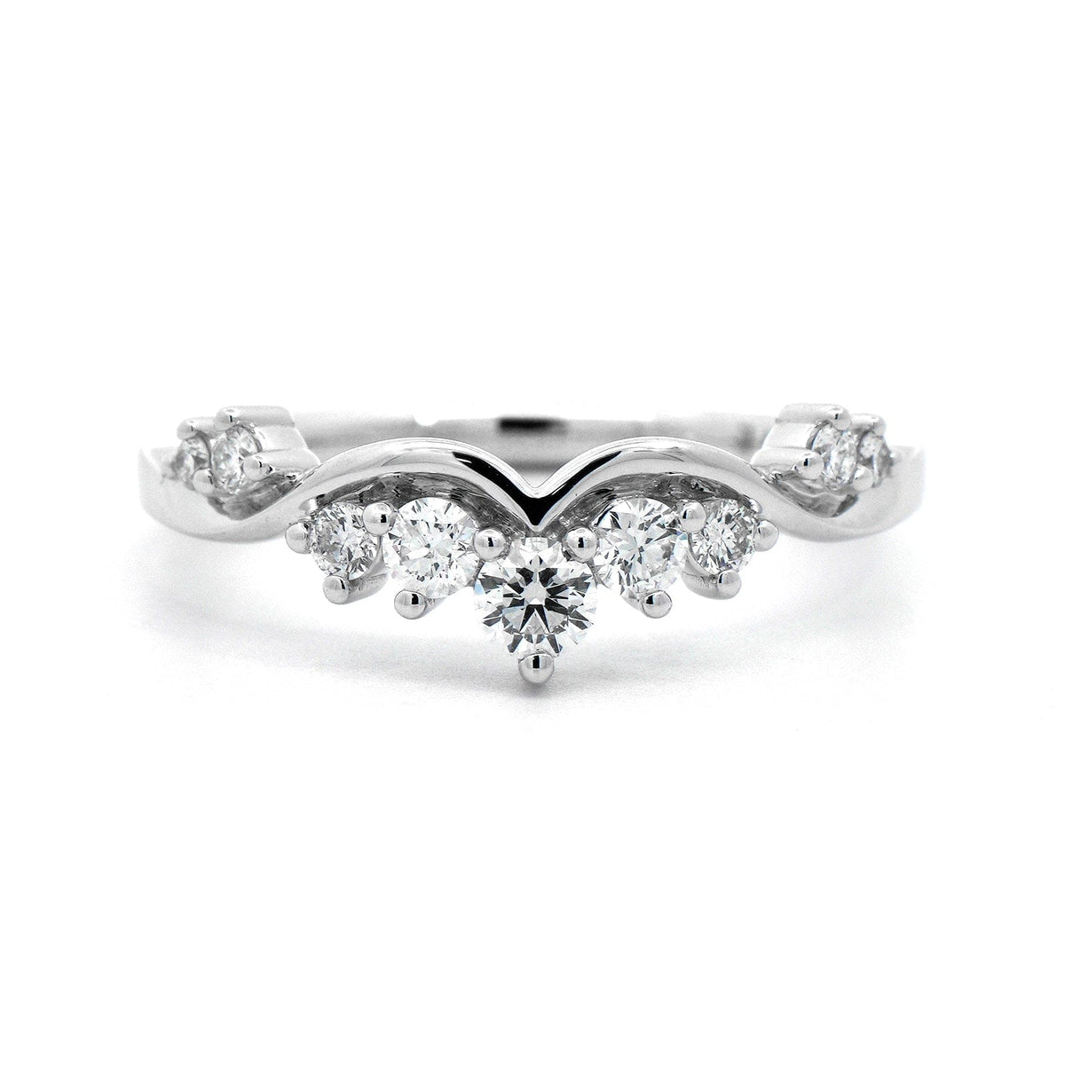 18K White Gold Crown Style Diamond Wedding Ring