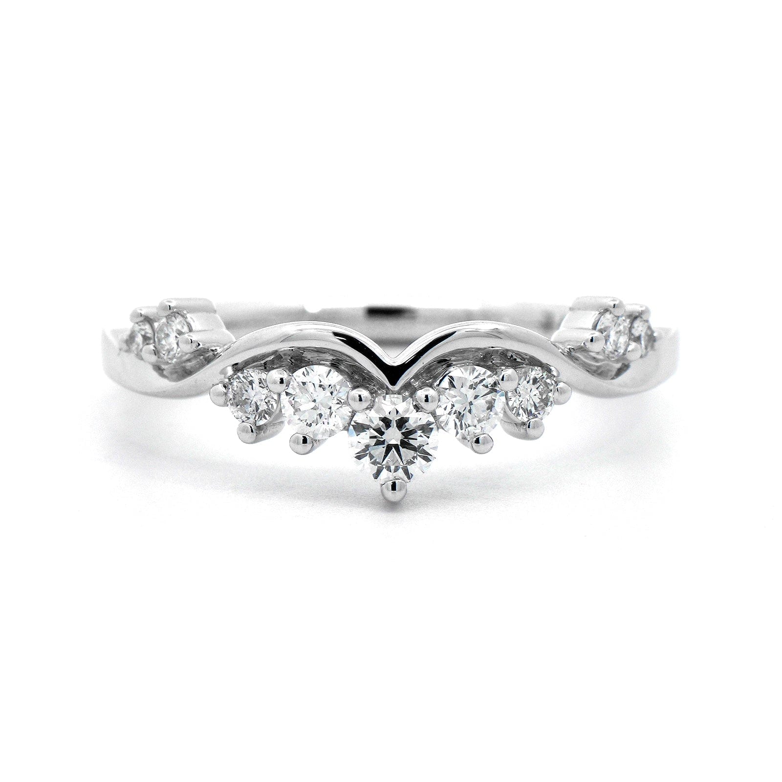 18K White Gold Crown Style Diamond Wedding Ring