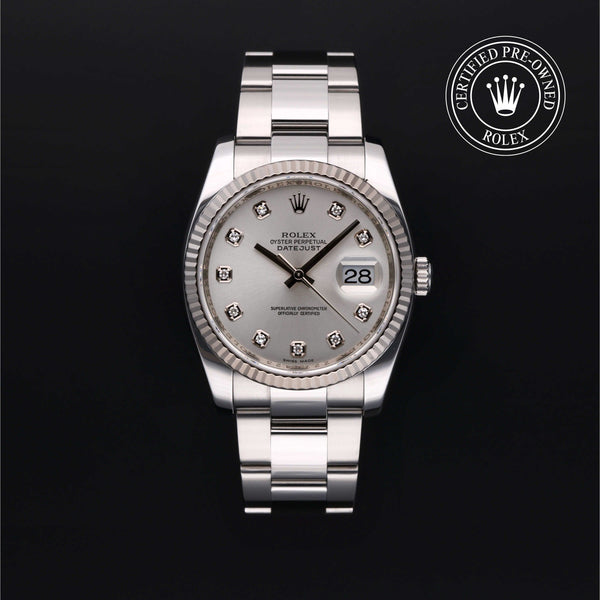 Rolex Certified Pre-Owned Datejust in Oyster, 36 mm, Stainless Steel and white gold watch