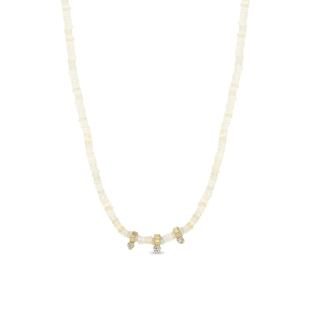 Zoe Chicco 14K Yellow Gold Fire Opal Bead and Diamond Necklace