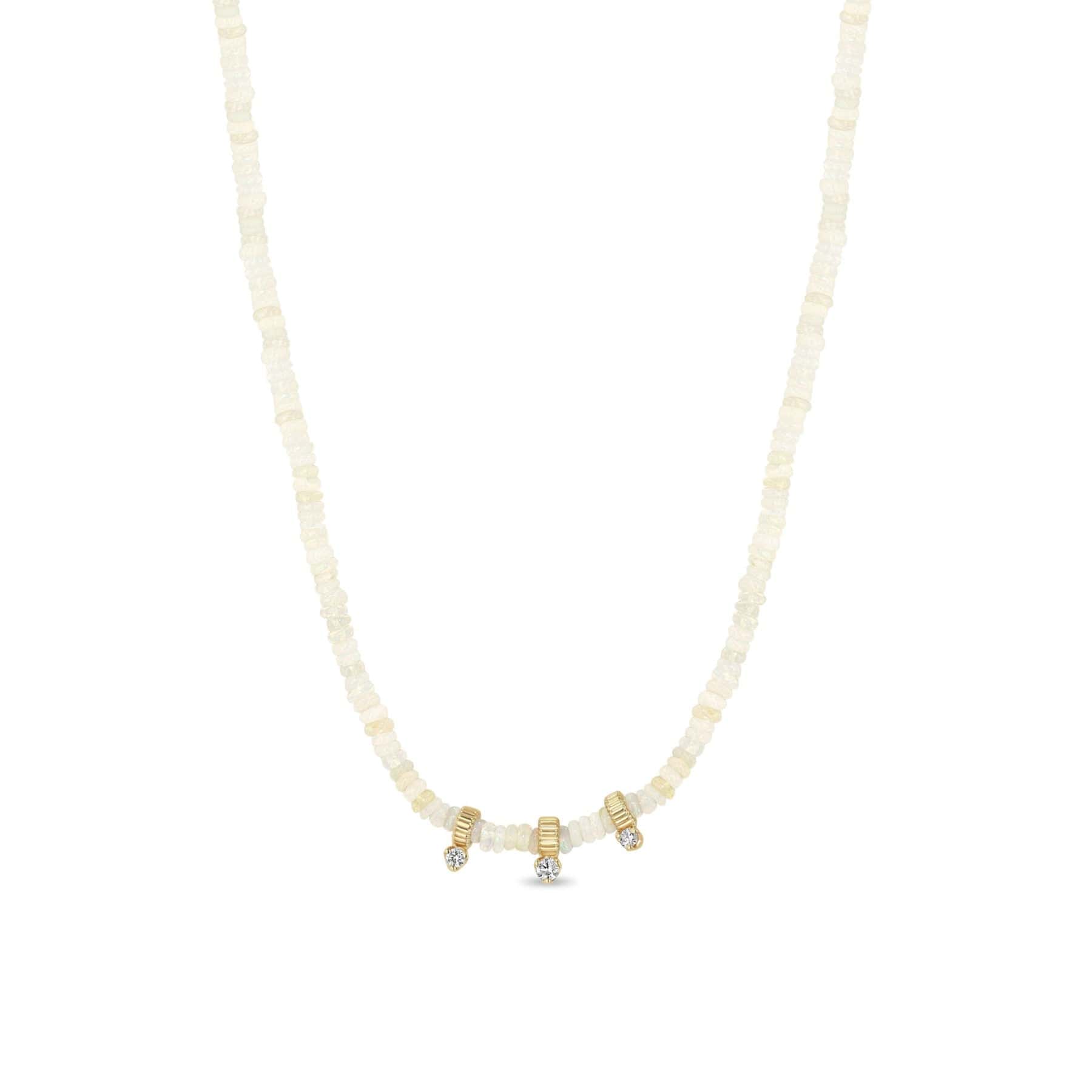 Zoe Chicco 14K Yellow Gold Fire Opal Bead and Diamond Necklace