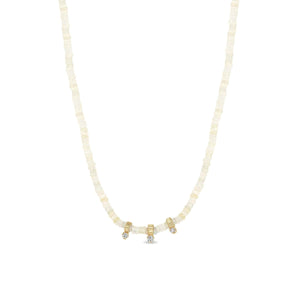 Zoe Chicco 14K Yellow Gold Fire Opal Bead and Diamond Necklace