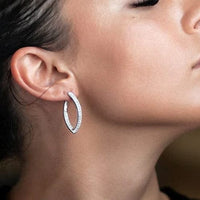 18K White Gold Pave Diamond Hoop Earrings