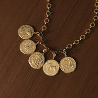 Azlee 18K Yellow Gold Large Leo Diamond Coin Charm