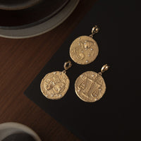 Azlee 18K Yellow Gold Small Libra Coin Diamond Charm