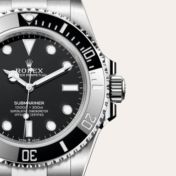 Dial closeup of a Rolex Submariner watch