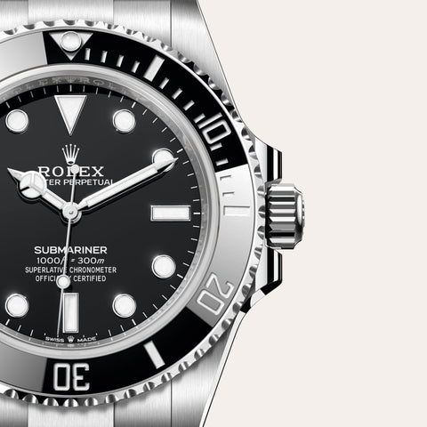Dial closeup of a Rolex Submariner watch