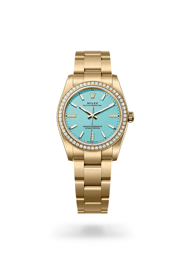  Oyster Perpetual 34 with Oyster, 34 mm, yellow gold and diamonds