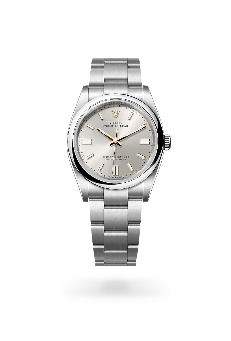 Front facing Rolex Oyster Perpetual watch