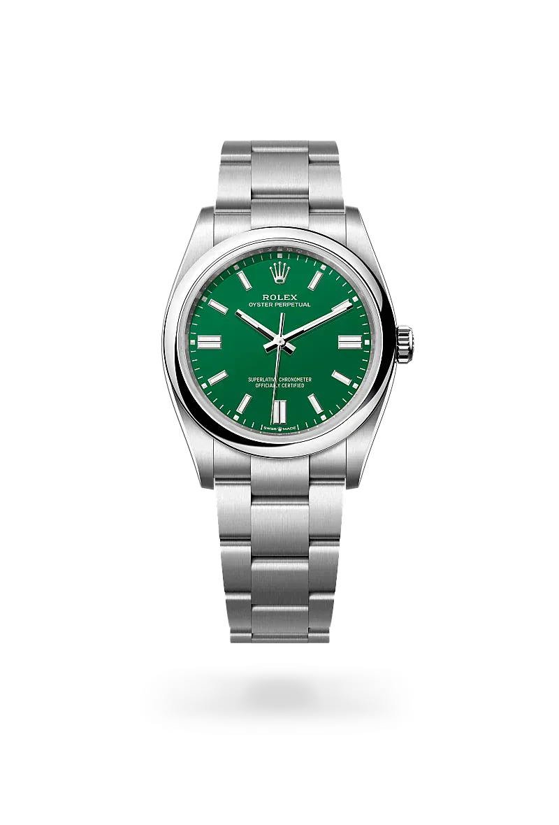 Front facing Rolex Oyster Perpetual watch