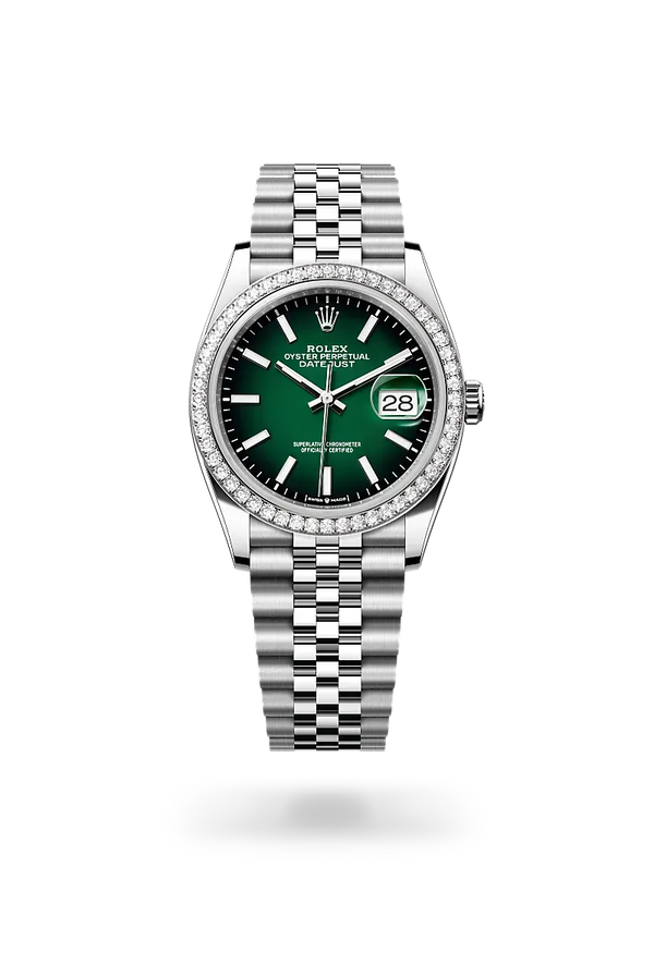  Datejust 36 with Oyster, 36 mm, Oystersteel, white gold and diamonds