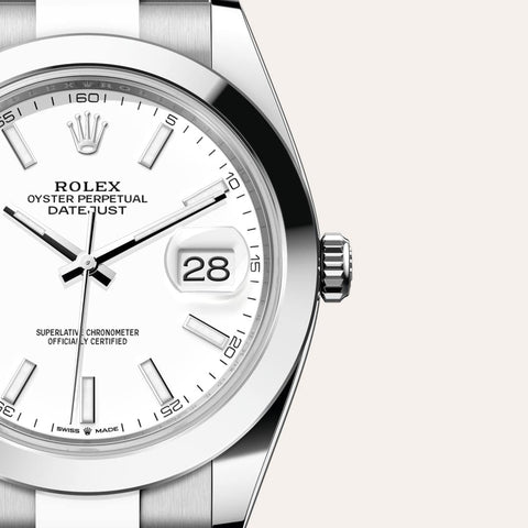 Dial closeup of a Rolex Datejust watch
