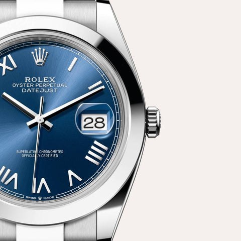 Dial closeup of a Rolex Datejust watch