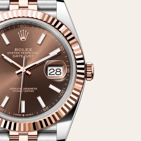 Dial closeup of a Rolex Datejust watch