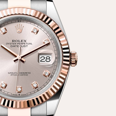 Dial closeup of a Rolex Datejust watch