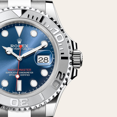 Dial closeup of a Rolex Yacht-Master watch